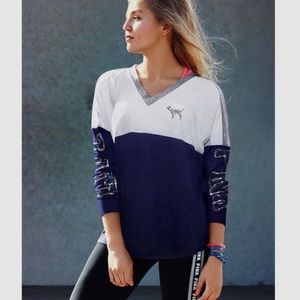 🚫SOLD🚫VS PINK Bling V-Neck Long Sleeve Shirt